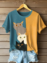 Frauen lustige Katze Kunstdruck T-Shirt